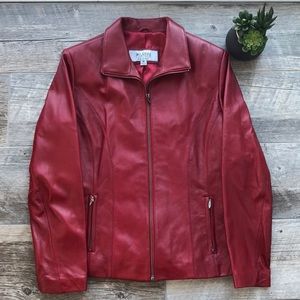 Red leather jacket